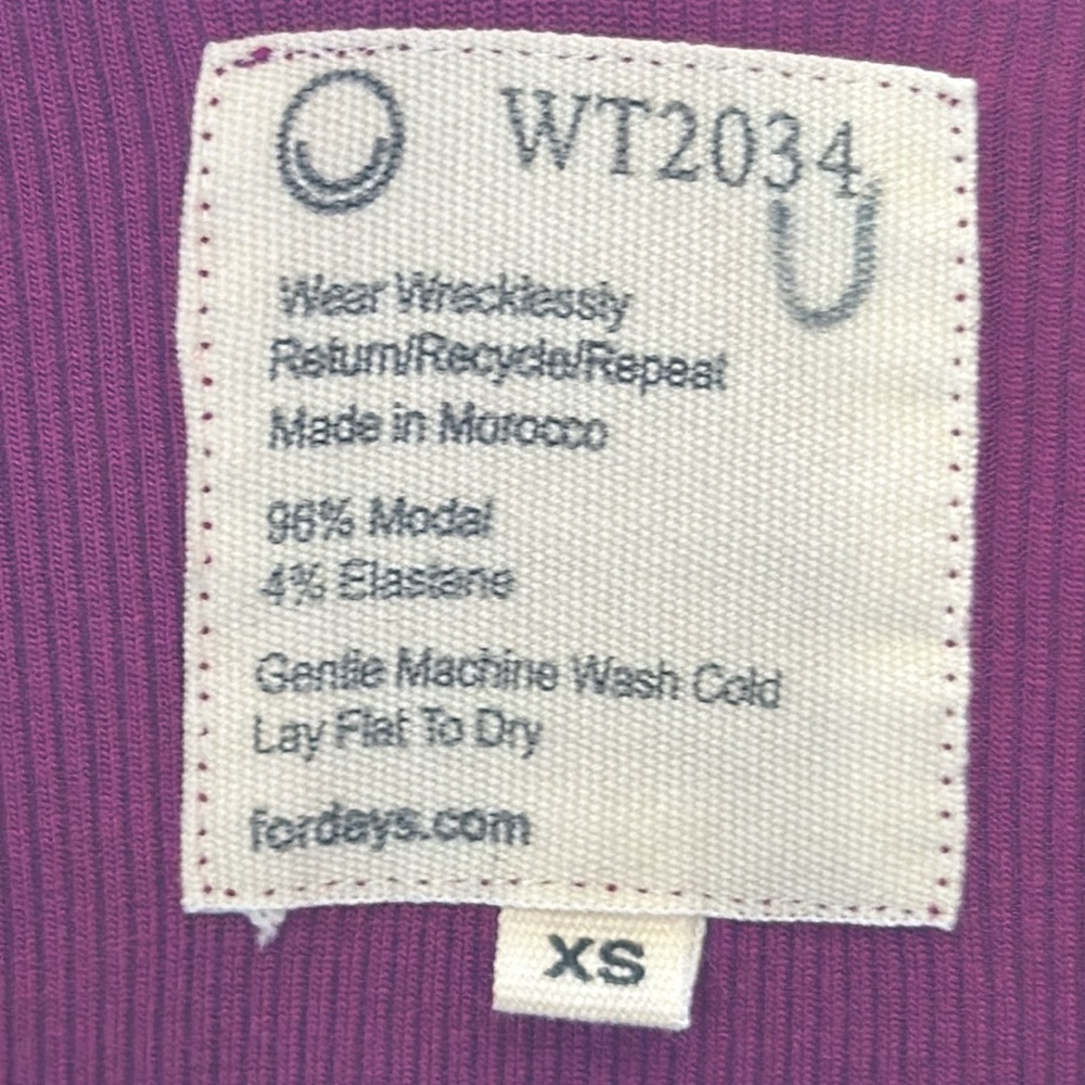 For Days Contour Ribbed Long Sleeve Deep V / Boysenberry in Purple - Picture 7 of 9